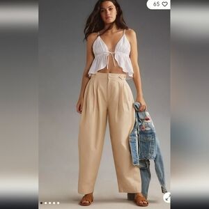 Anthropologie Maeve Utility Barrel Trouser Chino Neutral Pocket Pants NWOT